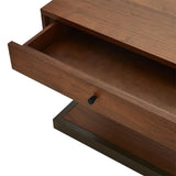 Nussbaum Schlafzimmer Nachttisch mit Schublade mit Regal Nachttisch Holz &amp; schwarzes Metall