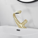 Grifo de lavabo de baño de cascada de 1 orificio de manija única creativa contemporánea