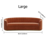 70.9" Modern Velvet Couch Curved Sofa in Orange with Stainless Steel Base