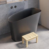 47 "モダンな斜めの深い自立型のマット白い石の樹脂日本の浸漬浴槽