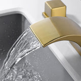 Victoria Waterfall Widespread Brushed Gold Bathroom Sink Faucet 2-Handle