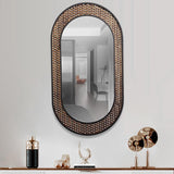 مرآة الجدار المعدني البيضاوي جوفاء جدار منزلي خمر لهجة