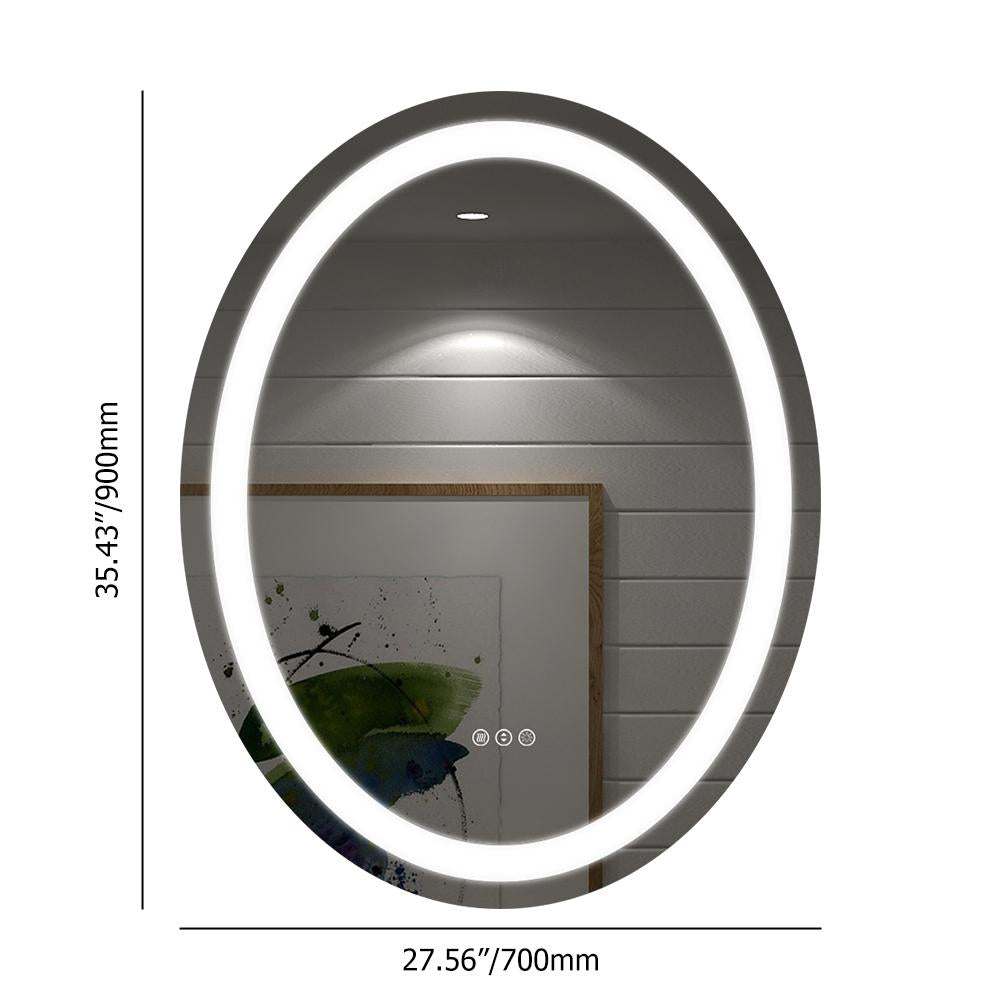 Modern Oval 20" x 28" Wall Mounted LED Frameless Bathroom Mirror Anti-Fog