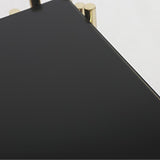 Mesa consola angosta moderna de mármol negro de 47.2" con estante de almacenamiento y 4 patas doradas