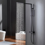 Accesorio termostático para ducha expuesto con cabezal de ducha de lluvia y ducha de mano, negro mate