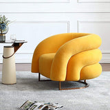 Creative & Modern Yellow Solid Wood & Velvet Accent Chair with Metal Base-Chairs &amp; Recliners,Furniture,Living Room Furniture