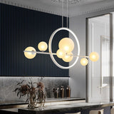 Minimalistisches 10-Licht-Glaskugel-Schirm-Schwarz-Kücheninsel-Licht für Esszimmer