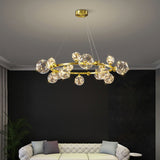 Gold 12-Light Glass Globe LED Chandelier with Adjustable Cable