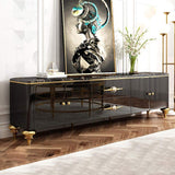 Modern Black TV Stand 4-Door 2-Drawer Luxurious Media Console-Richsoul-Furniture,Living Room Furniture,TV Stands