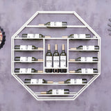 Étagère de vin à vin à vin monté sur mur à octogonal noir industriel en acier
