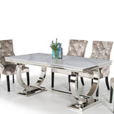 79" Light Luxury Rectangle Dining Table with Faux Marble Top