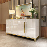 59.1" Rectangular Sideboard Buffets Tempered Glass Top Cabinet 4 Doors & 2 Shelves
