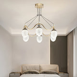 Modern Gold Acrylic LED Chandelier 6-Light 3 Color Mode for Living Room and Dining Room