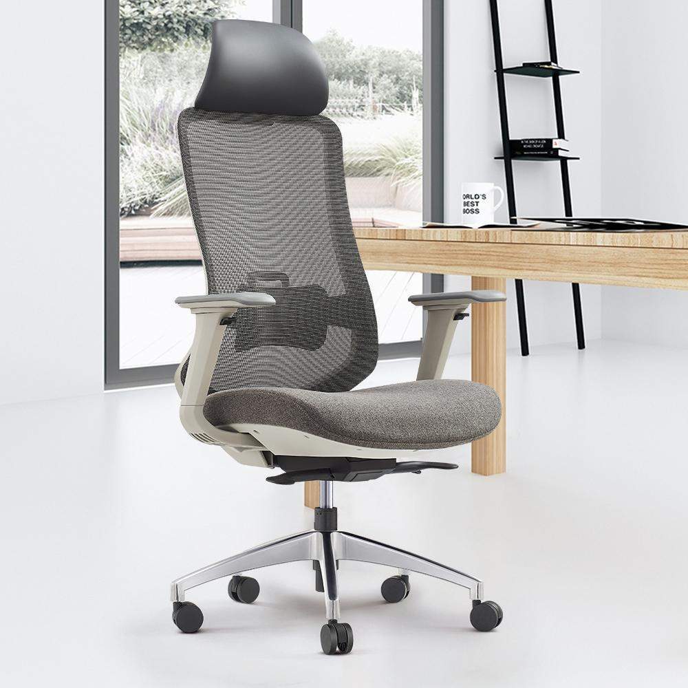 Contemporary Light Gray Mesh Swivel Office Chair with High Back & Adjustable Height-Furniture,Office Chairs,Office Furniture