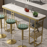 55.1 "Table de barrasse droite moderne avec étagères en blanc et or