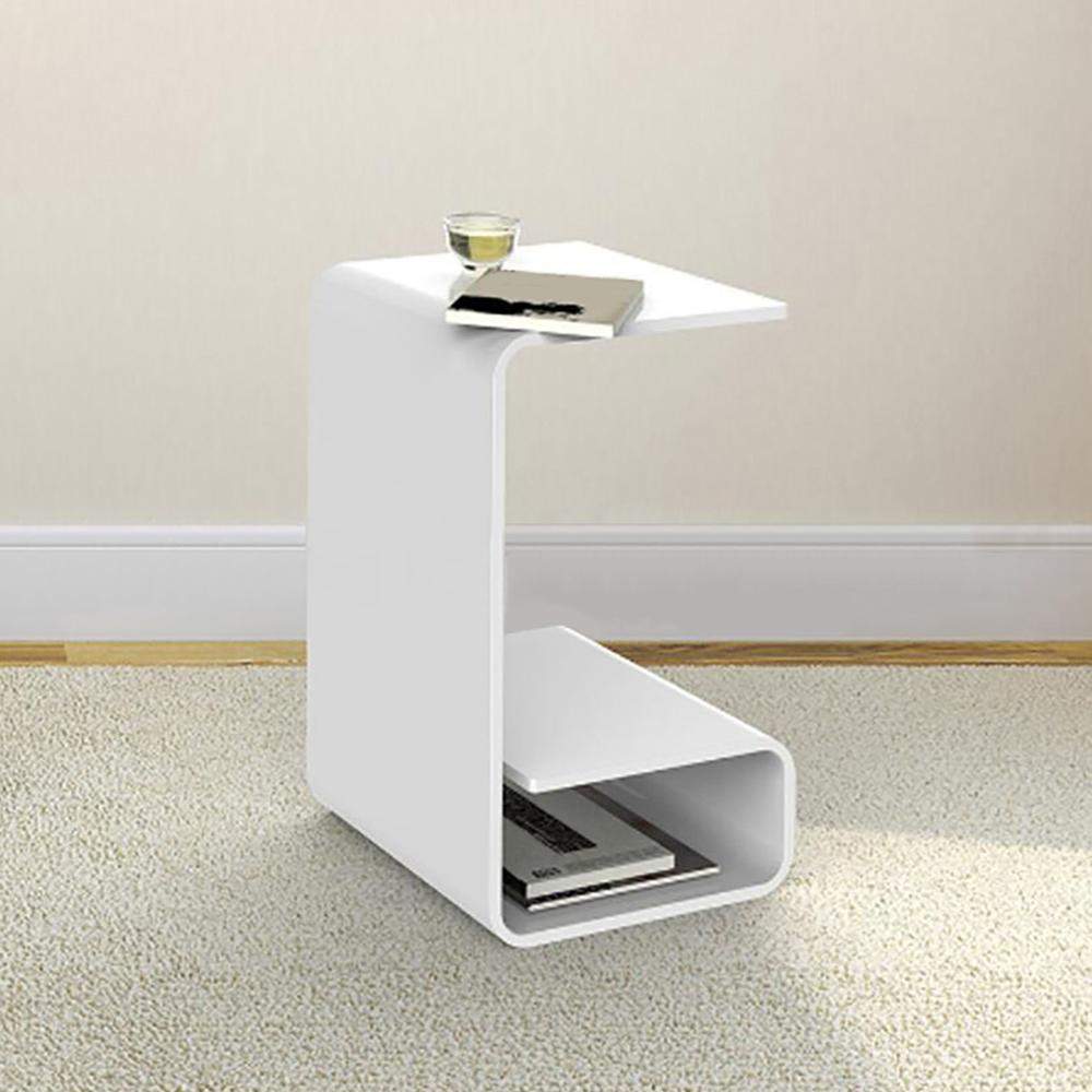 Modern Clear Acrylic End Table with Storage C-Shaped Side Table-Richsoul-End &amp; Side Tables,Furniture,Living Room Furniture
