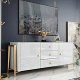 White 63" Sideboard Cabinet with 2 Doors & 3 Drawers Modern Kitchen Storage