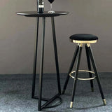 23.6" Modern Metal Black Bar Table with Round Top Metal Legs