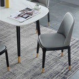 Juego de 2 sillas de mesa de comedor de PU gris tapizadas modernas