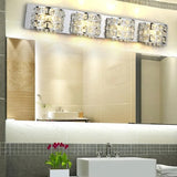 Moderna lámpara LED de pared para baño con 3 luces y cristales transparentes en cromo