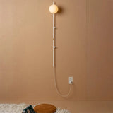 Modern Plug-in Black Wall Sconce Globe Shade Indoor Wall Light