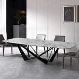 Modern Stylish 79" Rectangle White Faux Marble Top Dining Table in Large