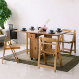 57" moderner klappbarer 5-teiliger Esstisch aus Massivholz Drop Leaf mit 4 Stühlen
