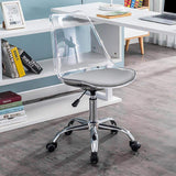 Modern Swivel Office Chair Clear Plastic Desk Chair with Adjustable Height in White-Furniture,Office Chairs,Office Furniture