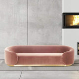 Pink 3-Seater Sofa Upholstered Velvet Sofa Pillows Included-Richsoul-Furniture,Living Room Furniture,Sofas &amp; Loveseats