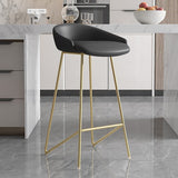 Modern Bar Stool PU Leather Upholstery Gold Finsh Bar Chair with Footrest