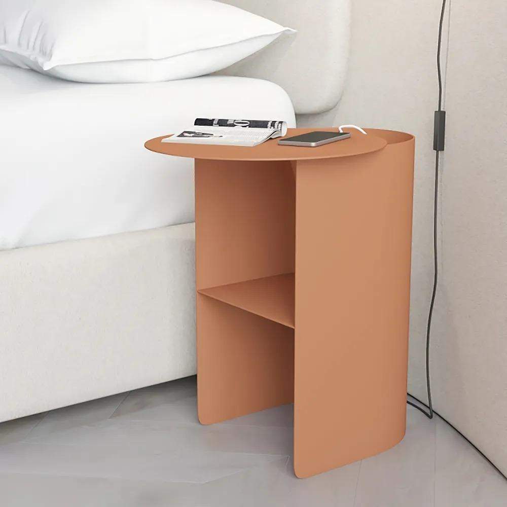 Modern Accent Tables Metal Side Table Round Small Metal Geometric Nightstand-Orange-Richsoul-End &amp; Side Tables,Furniture,Living Room Furniture