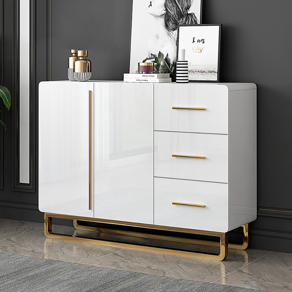 41" White Sideboard Nordic Buffet with Doors & Drawers & Adjustable Shelf in Small