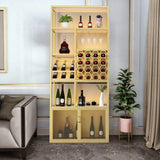 Gold Contemporary Standing Wine Rack with Glass Rack-A