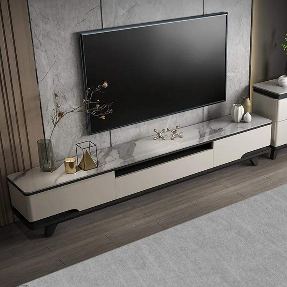 Modern White TV Stand with Drawers for TVs up to 75" Media Console-Richsoul-Furniture,Living Room Furniture,TV Stands
