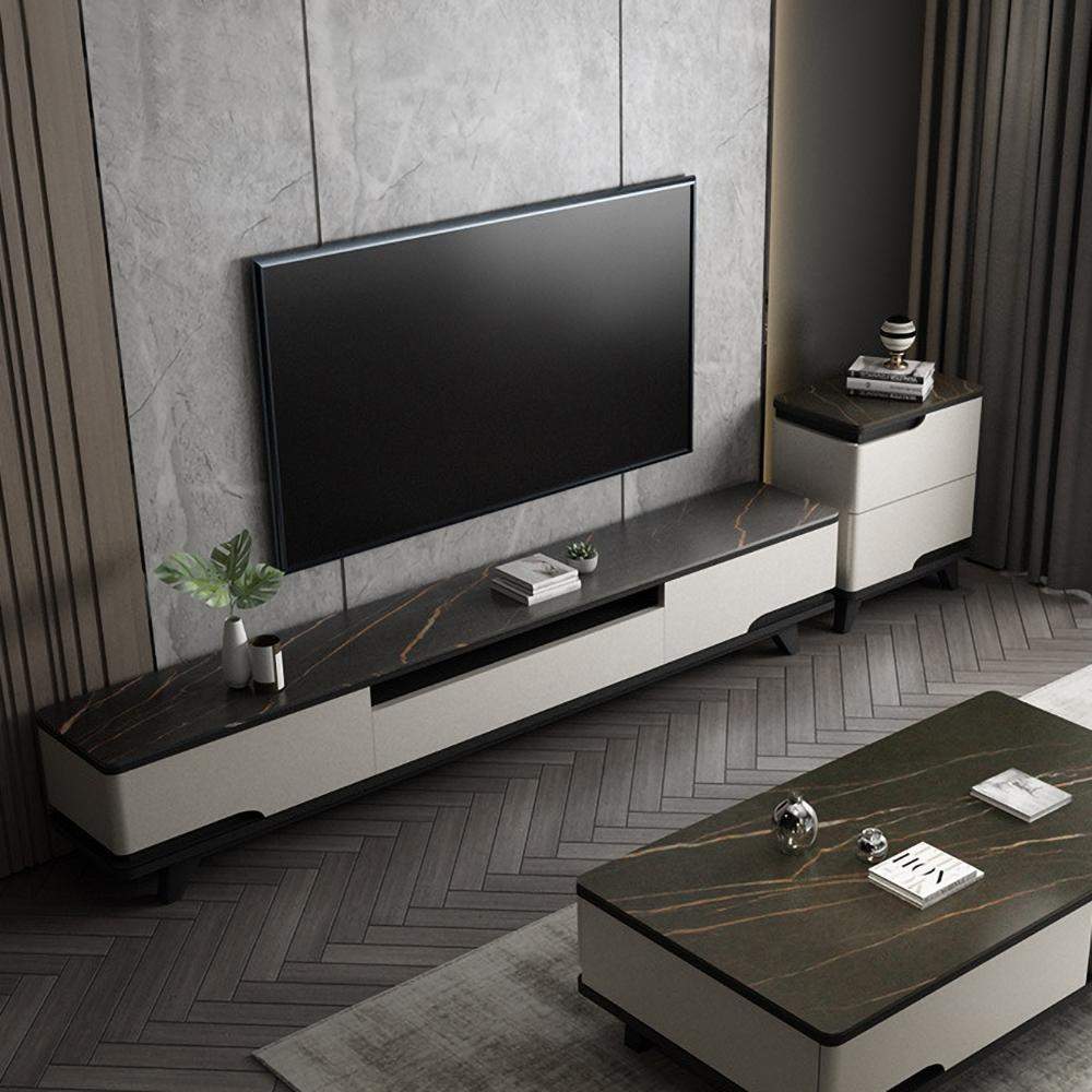 Modern White TV Stand with Drawers for TVs up to 75" Media Console-Richsoul-Furniture,Living Room Furniture,TV Stands