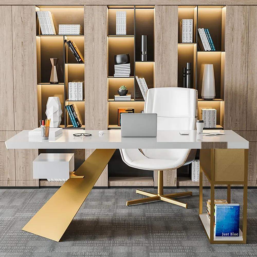Modern Computer Desk with Storage in Walnut-Desks,Furniture,Office Furniture