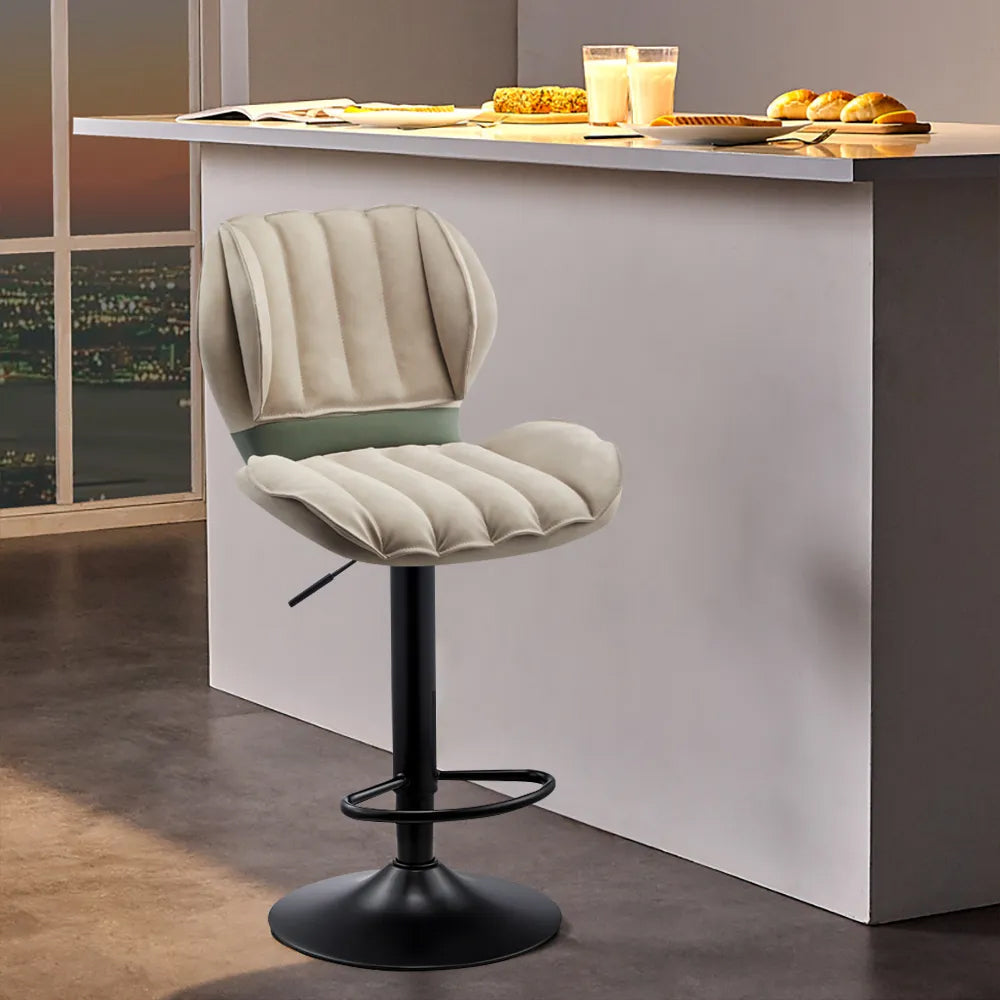 Swivel Bar Stool with Backrest Adjustable Height PU Leather Upholstered