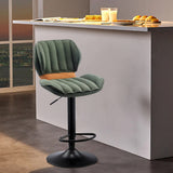 Swivel Bar Stool with Backrest Adjustable Height PU Leather Upholstered