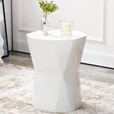 Modern White End Table Fiber Glass Living Room Geometric Design-Richsoul-End &amp; Side Tables,Furniture,Living Room Furniture
