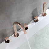 Rose Gold Modern Bathtub Faucet 3-Handle Deck Mounted Roman Tub Faucet & Hand Shower