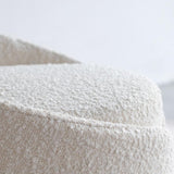 Modern White Round Lamb Wool Vanity Stool with Backrest & Rotatable Chassis