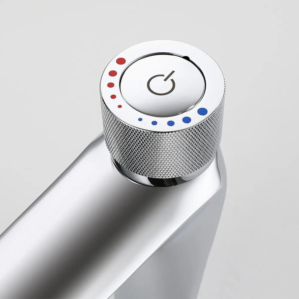 Chrome Modern Bathroom Single Hole Faucet Vessel Faucet with Press Button