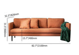 Sofá tapizado en tela de cuero color naranja de 82.7"L de 3 plazas con almohadones y respaldo con brazo cuadrado