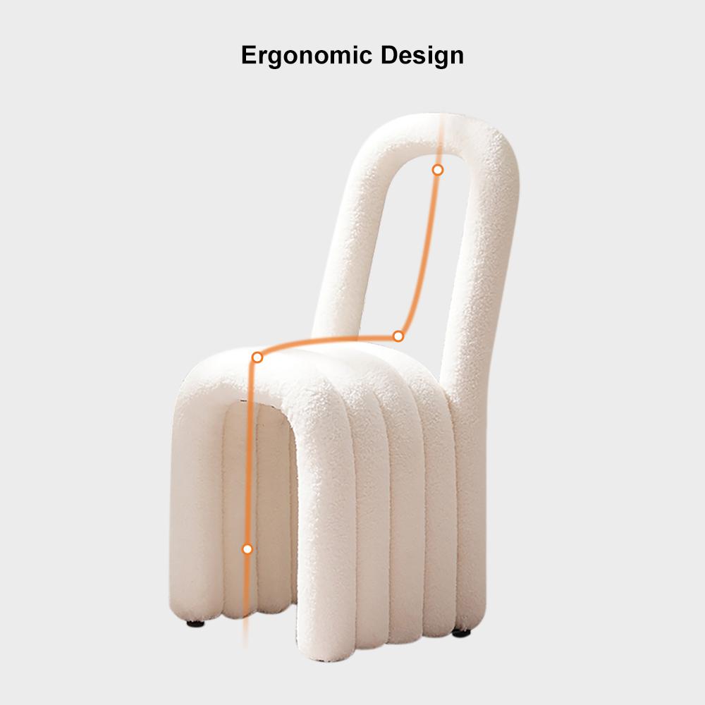 Modern White Boucle Dining Room Chair Side Chair (Set of 2)