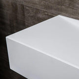 Lavabo para baño de resina de piedra de montaje en pared de 35" en blanco mate con orificio de almacenamiento