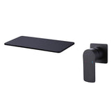 Waterfall Wall Mount Matte Black Single Handle Bathroom Sink Faucet Solid Brass