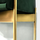Table de chevet de chambre à coucher verte avec tiroir en velours rembourré et en acier inoxydable