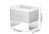 Modern Floating White Nightstand Acrylic Bedside Table with 2 Drawers
