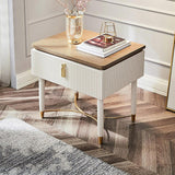 Table de nuit blanche moderne table de chevet de chevet en bois contemporain avec tiroir en or