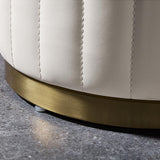 Taburete de tocador sin respaldo tapizado de cuero PU redondo blanco moderno